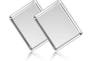 Stainless Steel Baking Sheet Set of 2, Deedro Cookie Sheet Metal Baking Pan Oven Tray, Non Toxic & Heavy Duty, Rust Free & Mirror Finish, Easy Clean & Dishwasher Safe, 12 x 10 x 1 Inch