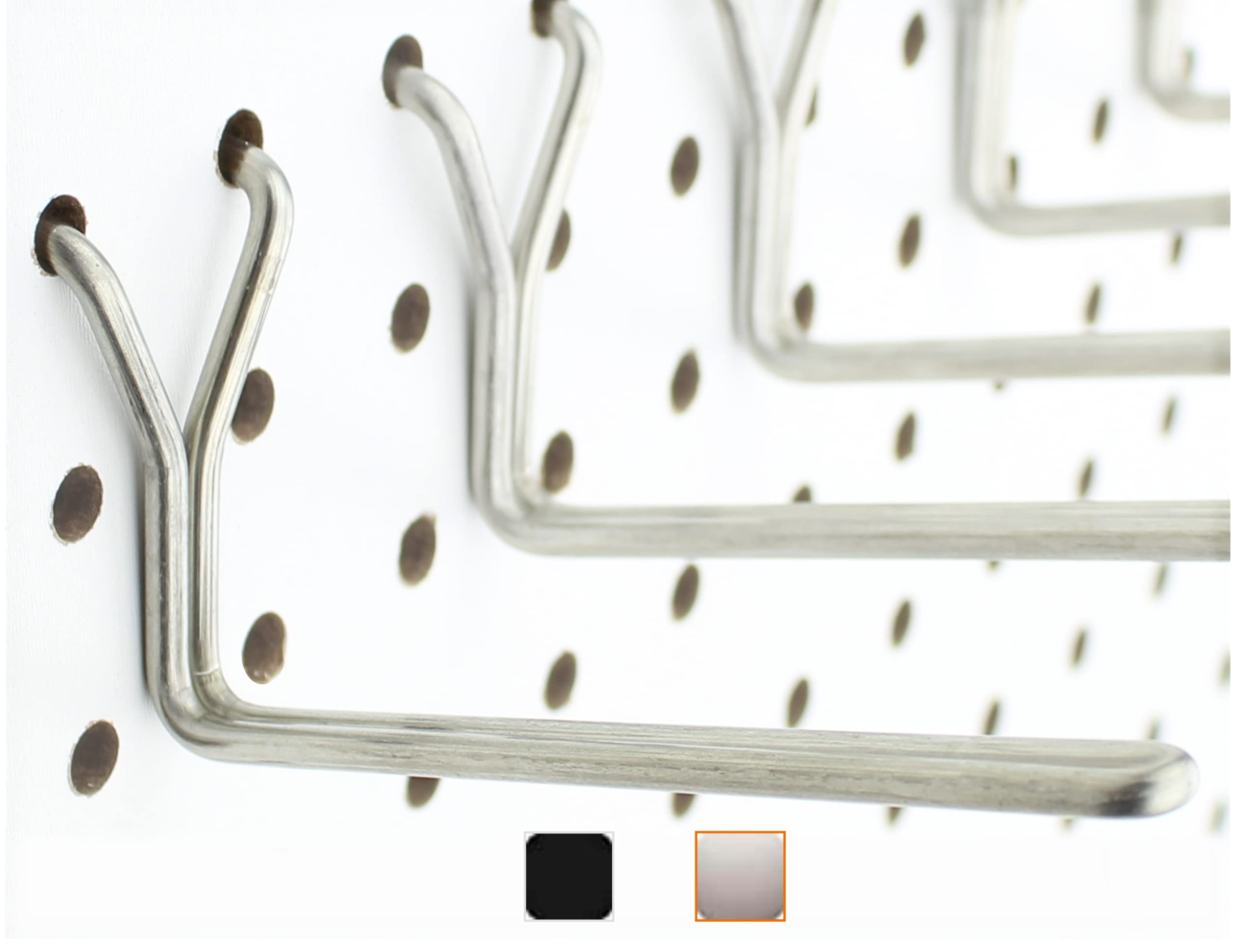 Right Arrange Stainless Steel Pegboard Hooks 50-Pack 4" L Hook - Will Not Fall Out, Fits Any Peg Board - Organize Tools, Accessories, Workbench, Garage Storage, Kitchen, Crafts, Jewelry, Retail