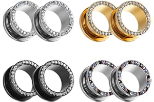 TBOSEN 8 PCS Ear Tunnels Plugs Gauges Stainless Steel Expander Stretcher Piercings