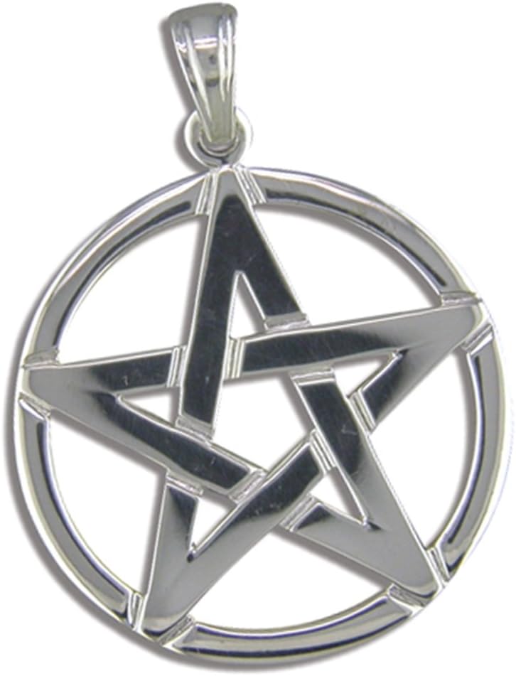 Sterling Silver Pentagram Pendant On A Snake Necklace