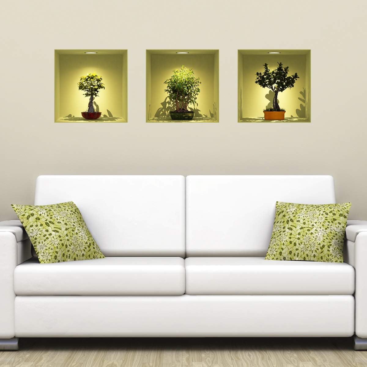Ambiance Sticker col-3d-bonsai05_30x90 Wall Sticker Vinyl, Multi-Colour, 30 x 90 cm