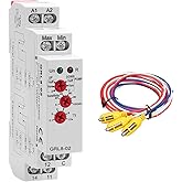 10A Liquid Level Control Relay GRL8-02 AC/DC 24V-240V Water Level Sensor Control Relay with 0.1S-10S Adjustable Time, Automatic UP and Down Liquid Level Controller with 5ft Detector Sensor