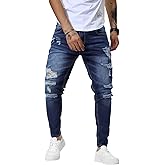 Woenzaia Mens Jeans Slim Fit Skinny Denim Stretch Tapered Jean Pants