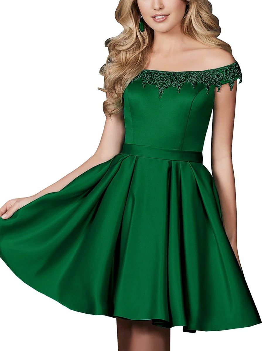 Staypretty Beaded Homecoming Gown Beaded Satin Cap Sleeve Formal Junior