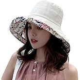 Women Wide Brim Sun Hats Metal Wired Edge Summer UV Protection Beach Fishing Hat for Hiking Garden Travel Chin Strap