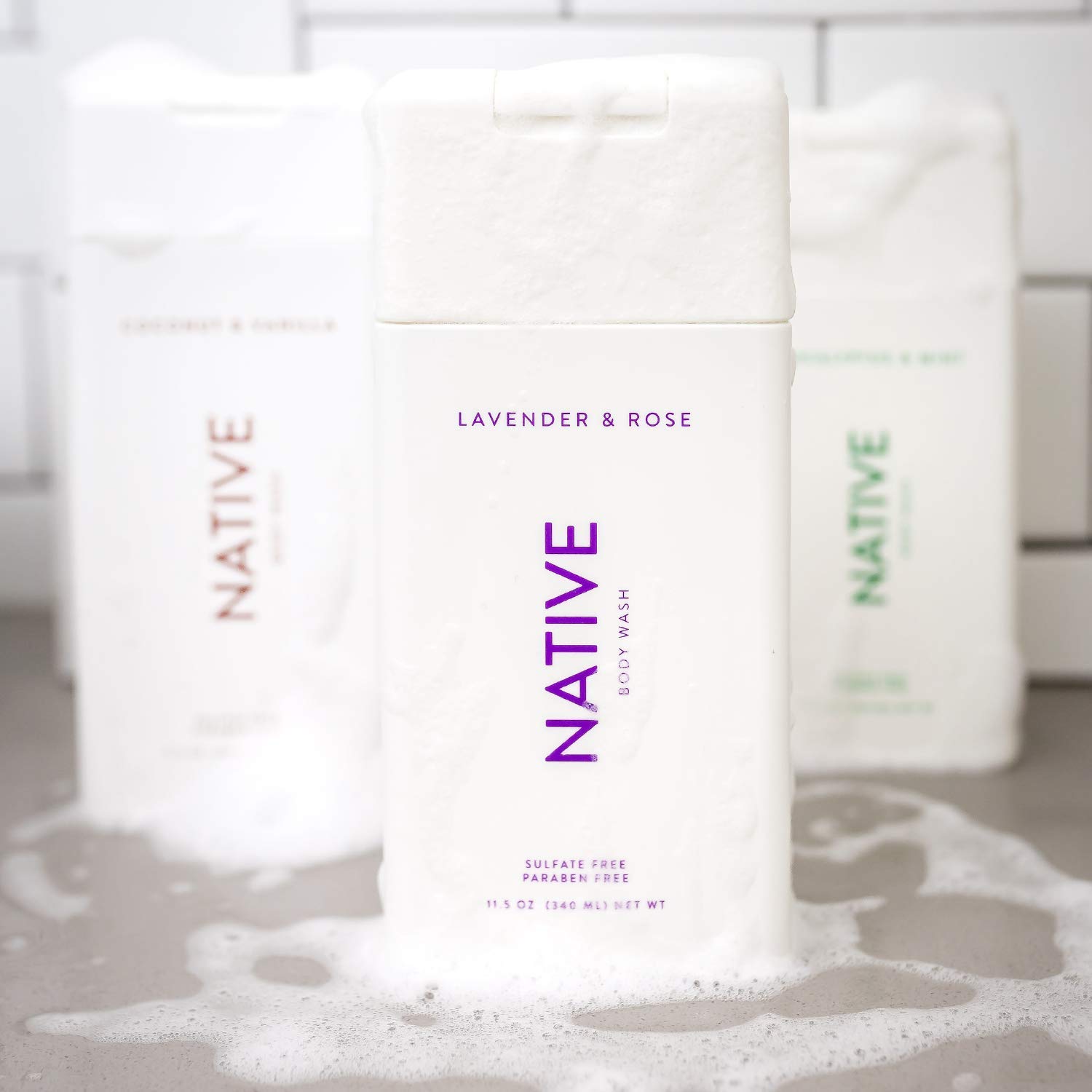 Native Body Wash 3 Pack - Natural Body Wash Women & Men - SLS & Paraben Free - Cucumber & Mint, Coconut & Vanilla, Lavender & Rose: Beauty