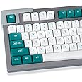 PBT Keycaps, Green White Keyboard Keycap Set 150 Keys, MSA Profile Doubleshot PBT Key Caps for Cherry MX Switches Mechanical Keyboards