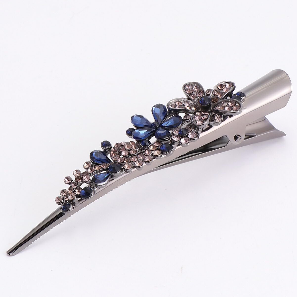 1Pc Retro Large Rhinestone Metal Horn Clip Headdress Clip Crystal Hair Clip Hair Accessories Metal Hair clamp hair clips banana decorations Miss ponytail bow tie