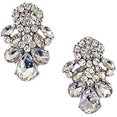 Large Clear Rhinestone Gold Tone Art Deco Antique Vintage Style Imitation Diamond Wedding Bridal Prom Earrings