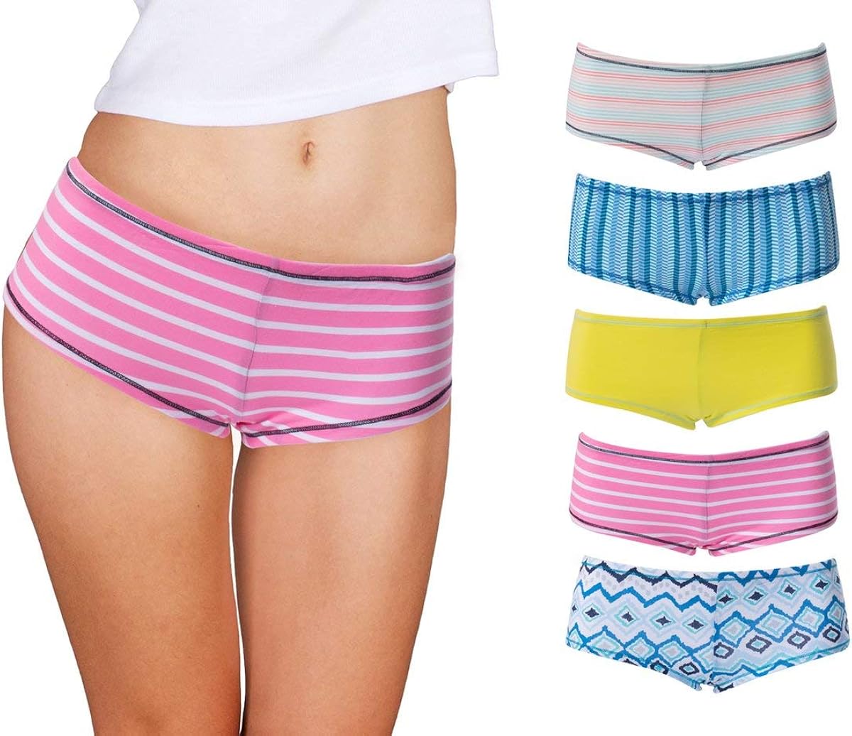 Emprella Women’s Boyshort Panties (5Pack) Seamless, Breathable Cotton