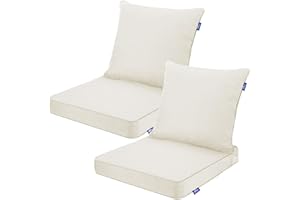 INFBLUE Deep Seat Cushions, Outdoor Cushions, Patio Furniture Cushions, Deep Seat & Back Cushion Patio Cushions for Backyard Couch Sofa Fade Resistant (22x24x4 inches 2 Sets, Beige)