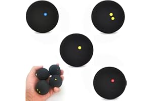 Xinghonyac Squash Ball Set - 4 Pack (3 Single Dot & 1 Double Yellow Dot) 37mm High Bounce Balls for Beginners & Competition T