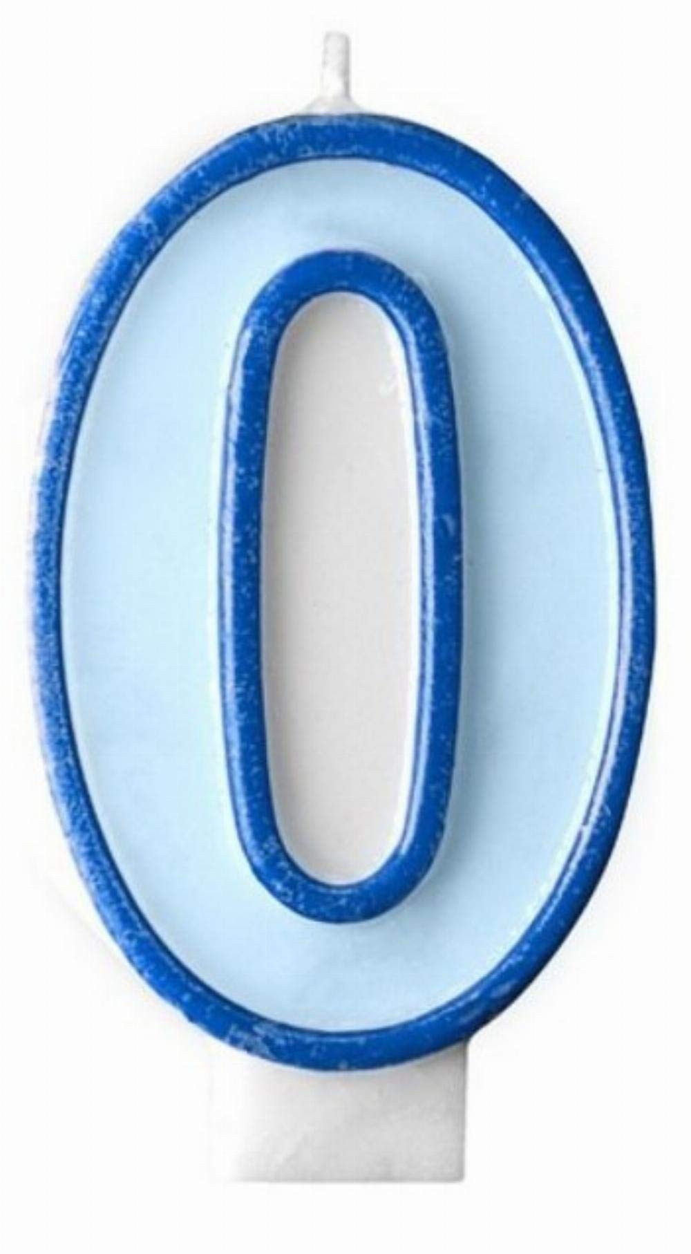 Party Deco SCU1-0-001 Candle Number 0 Light Blue