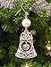 Mother Silver Filigree Bell Ornament with Engraved Mom Heart Charm - Decorative Scroll S-Hook - Accented with Rhinestone Crystals - 5.5