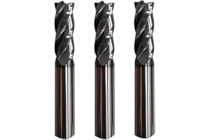SMILERAY 3pcs 3/8" Carbide Square End Mill for Steels, HRC 55 Deg, 4 Flute, AlTiN Coating End Mill Bits for Milling Alloy Steels, Hardened Steel, Metal & More