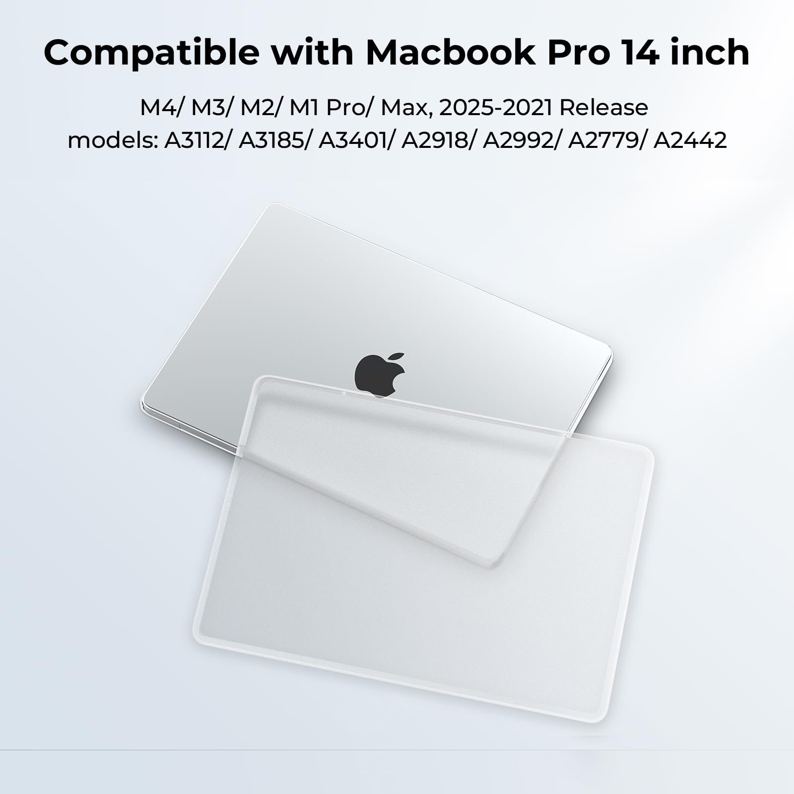 BlueSwan Anti-Cracking Hard Shell Case Compatible with MacBook Pro 14-inch 2025 2024-2021 Release M4 M3 M2 M1 Pro/Max Chip, Anti-Fingerprint Soft TPU Bumper, Frosted White