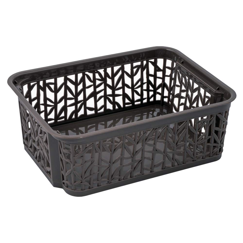 BranQ - Home essential Universal, multifunctional, adjustable storage basket in bamboo design, BPA-free plastic, size S - 2.5 litres, 1 piece, anthracite