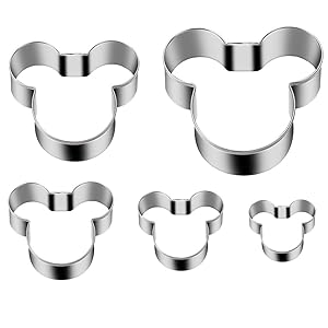 Kspowwin 5Pcs Mickey Mouse Face Shape Stainless Steel Cookie Cutters, Silver (Mickey Mouse Set)