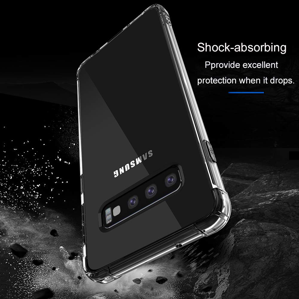 Galaxy S10+ Plus Clear Case 6.4 Inch (2019), Reinforced Corner Protective Bumper case, Soft Slim TPU Silicone Cover for Samsung Galaxy S10+ Phone