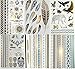 Super Metallic Gold Silver Black Jewelry Temporary Bling Tattoo 6 Sheets Pack (L2 Style)