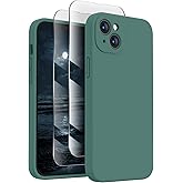 FireNova Designed for iPhone 14 Case, Silicone Upgraded [Camera Protection] Phone Case with [2 Screen Protectors], Soft Anti-Scratch Microfiber Lining Inside, 6.1 inch, Midnight Green