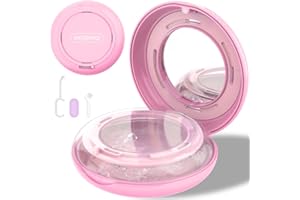 HEMILAB® Retainer Case, Slim Aligner Case with Mirror, Compatible with Invisalign, Cute Retainer Case with Vent Holes, 2 in 1 Aligner Removal Tool & Chewies, Pink
