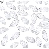 PPhtony Teardrop Crystal Glass Beads Faceted Hanging Dangle Pendant for Chandelier Jewelry Making Drilled Beads Bracelet Earring Necklace Crafting, 6x12mm, 100PCS (Clear)