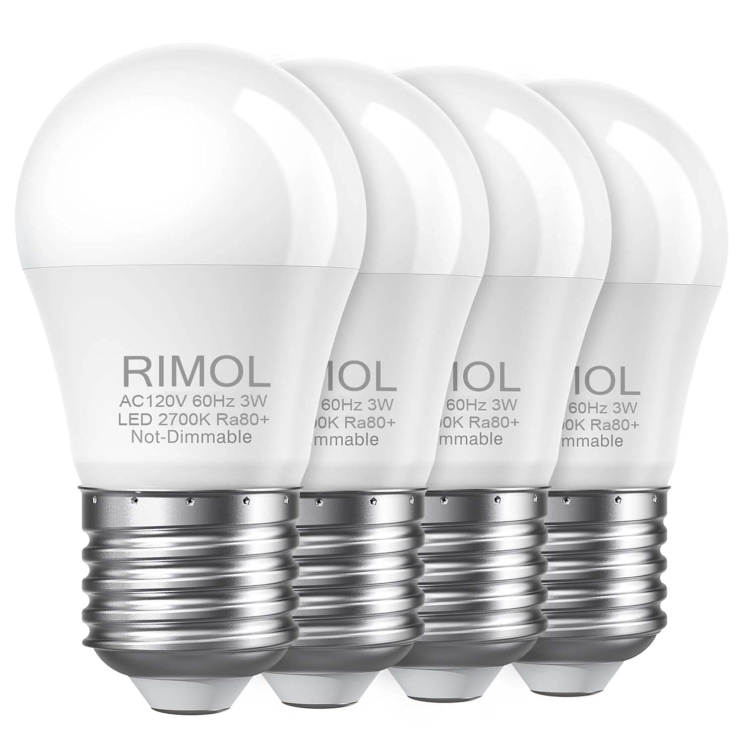 Photo 1 of RIMOL 25 Watt Light Bulbs Equivalent, A15 3W LED Bulb Soft White 2700K Energy Saving Low Watt Light Bulbs, E26 Base Bulb for Bedroom(4 Pack)
