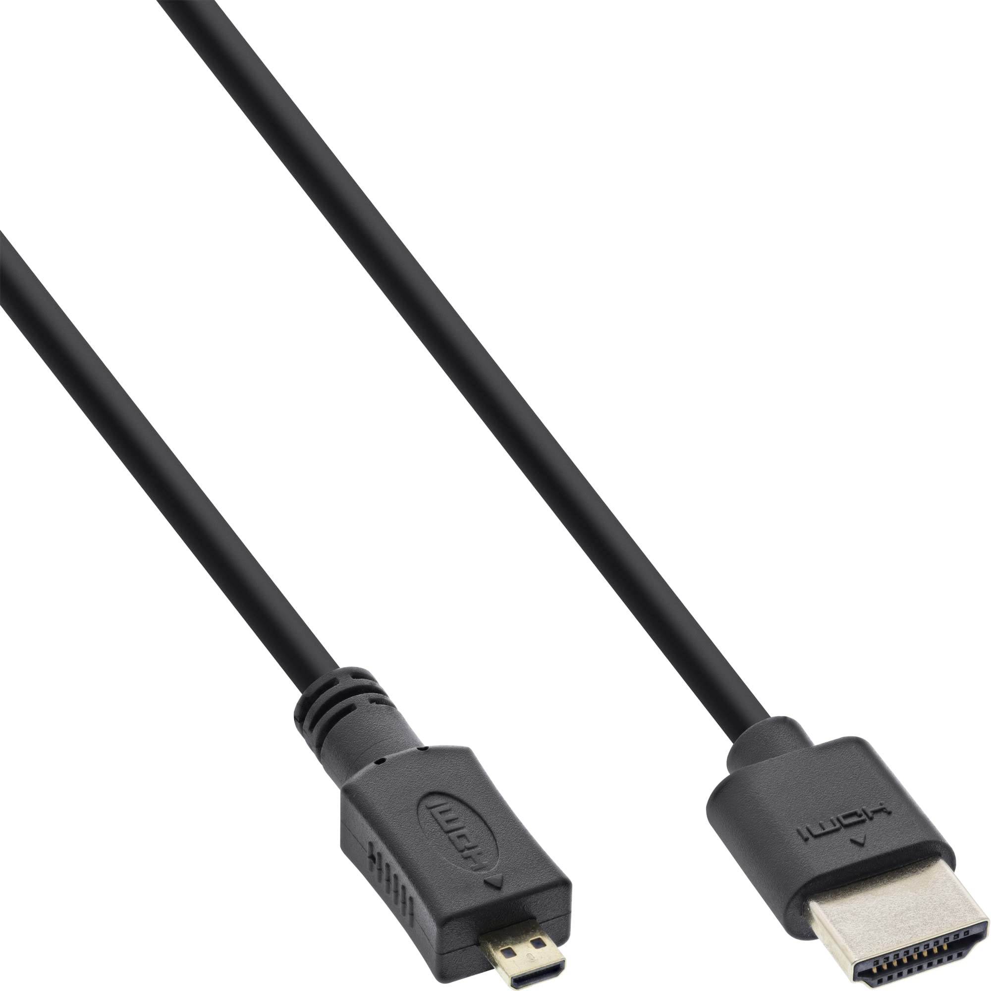 Inline 17533D HDMI Superslim Cable A to D - HDMI High Speed with Ethernet - Premium - Black/Gold - 0.3 m