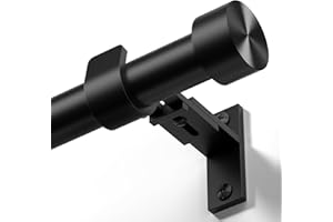 Wolistsa Heavy Duty Curtain Rod 34 to 92 Inch, Black 1 Inch Adjustable Curtain Rods for Windows, Decorative Window Treatment 