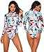 Funnygirl Womens Fashion printing Rashguard Long Sleeve Zip UV Protection Print Surfing Swimsuit Swimwear Bathing Suits, Colors, L(US:10-12)