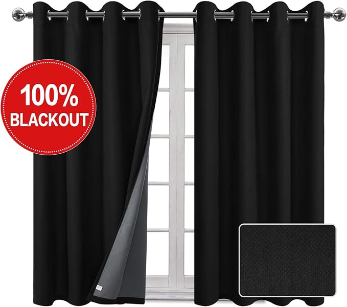Amazon.com: DWCN 100% Blackout Curtains with Back Coating Thermal