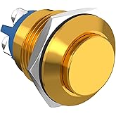 STARELO 16MM 5/8" Momentary Push Button Switch High Round 250V AC 5A 12V 36V DC 2A 1NO SPST Waterproof Aluminum Shell(Yellow).