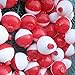 10pcs-50pcs/lot Hard ABS Fishing Bobbers Set Snap on Red/White Float Bobbers Push Button Round Buoy Floats Fishing Tackle Accessories Size:0.5/0.75/1/1.25/1.5/1.75/2 Inch