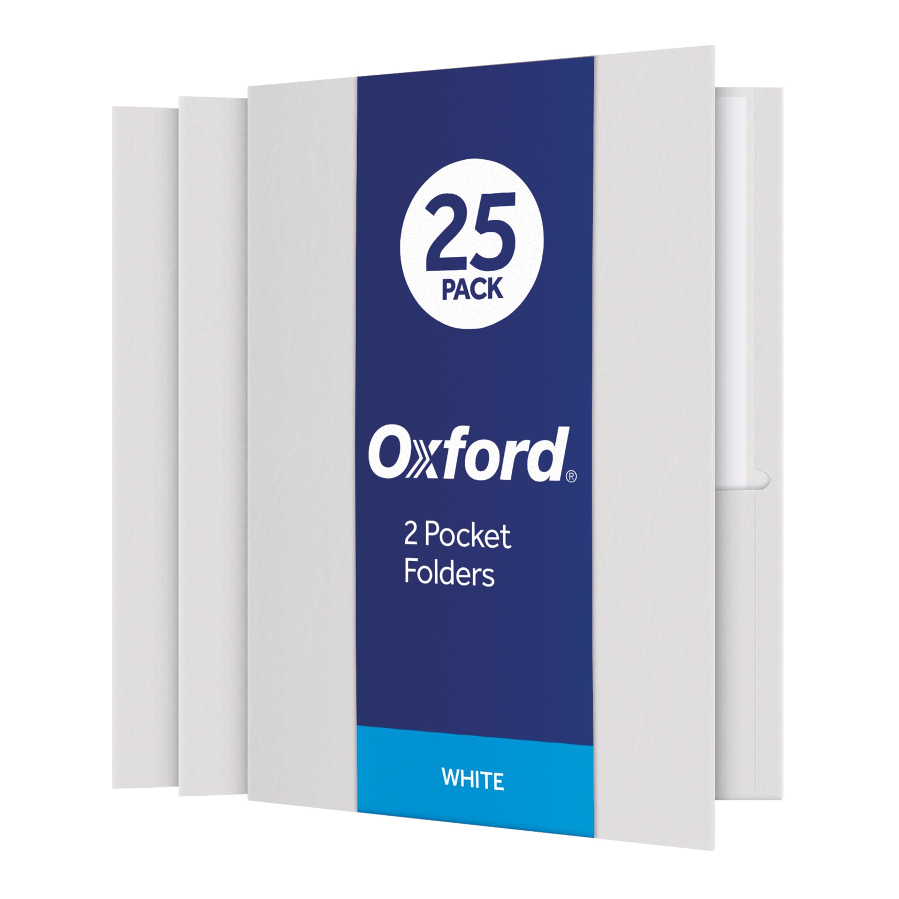 Oxford Twin-Pocket Folders, Textured Paper, Letter Size, White, Holds 100 Sheets, Box of 25 (57504EE)