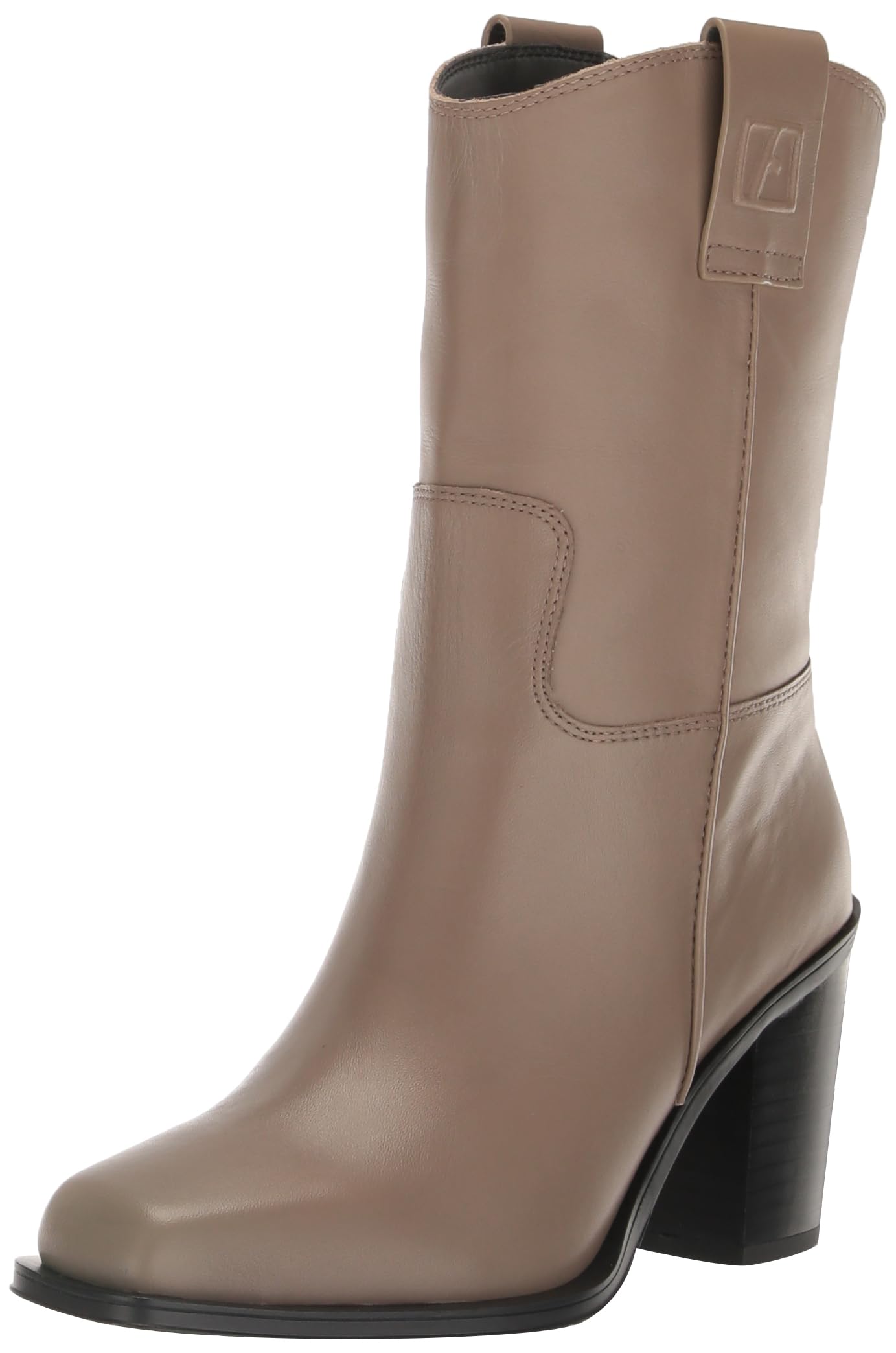 Photo 1 of Franco Sarto Womens Valor Square Toe Mid Calf Heeled Boots Smoke Grey Leather 8 M