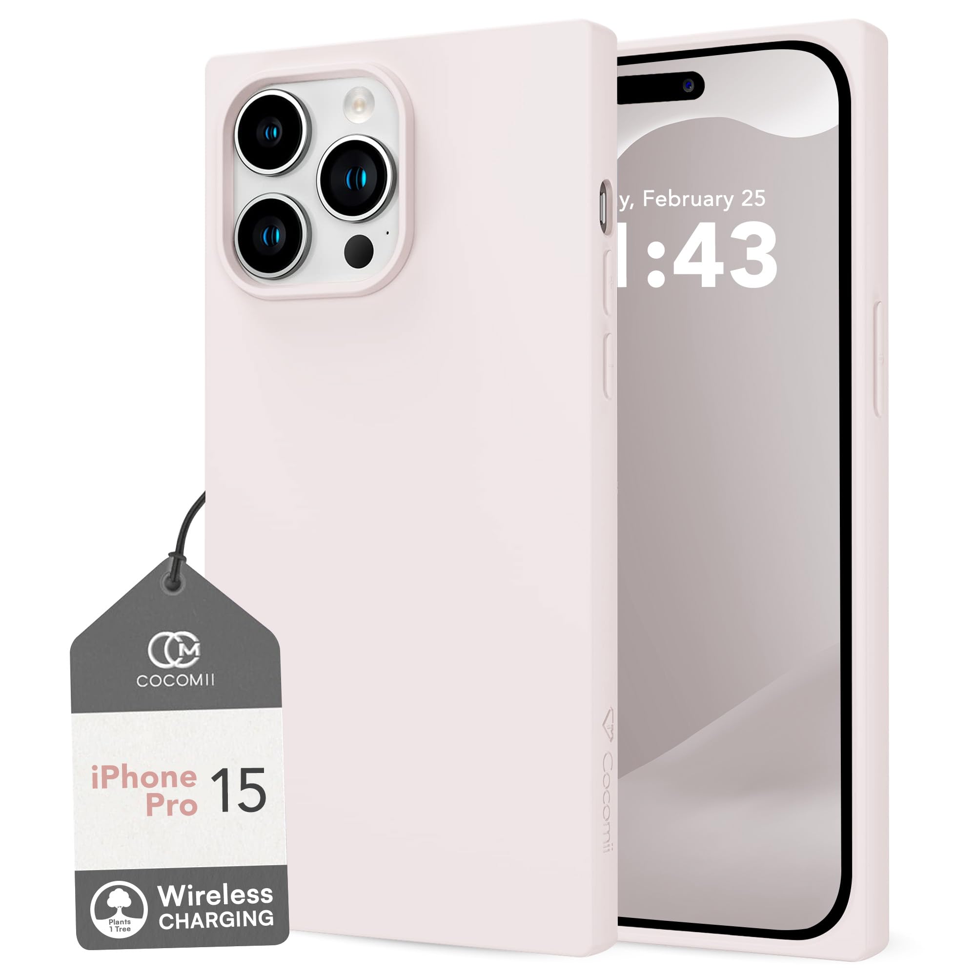 Photo 1 of Cocomii - Rectangle Case Compatible with iPhone 15 Pro - Soft Touch Silicone, Microfiber Lining, Women Girls Men, Protective Phone Case for iPhone 15 Pro 6.1 inch, Antique White