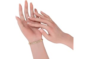 MOTLEYBEAN Realistic Silicone Female Hand Life Size Female Model Hand for Showing Jewelry Pranksters Halloween Props Photography Props (Brown,right hand-with skeleton)
