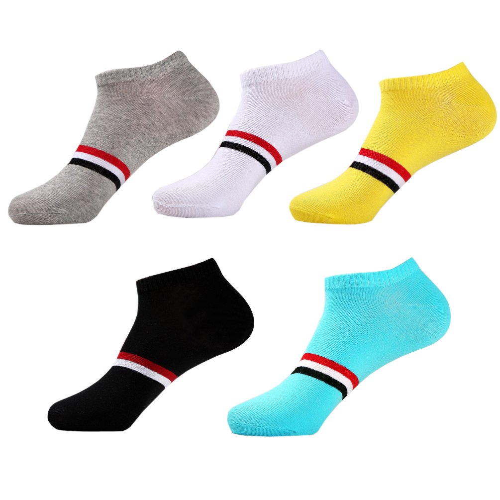 ENJOYNIGHT Men's 5 Pack No Show Socks Ankle Socks (Colorful socks (men's shoe 6-10))