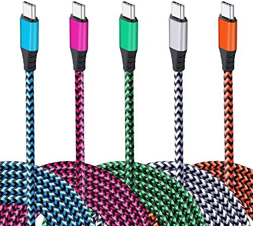 USB Type C Cable, Kakaly USB C Cable 6Ft(5-PACK) Nylon Braided Long Cord USB Type A to C Fast Charger for Samsung S8, S8 Plus, Google Pixel XL, Nexus 6P 5X, LG G5 V20, HTC 10, Honor 8, Huawei P9