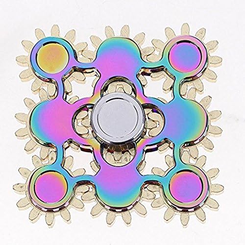 SIKAINI 9 Linkage Gears Electric Saw Metal Fidget Spinner Toys with High Speed Steel Bearings Spin Over 2 Mins ADHD Focus Anxiety Relief Toys (9 Gears Rainbow)