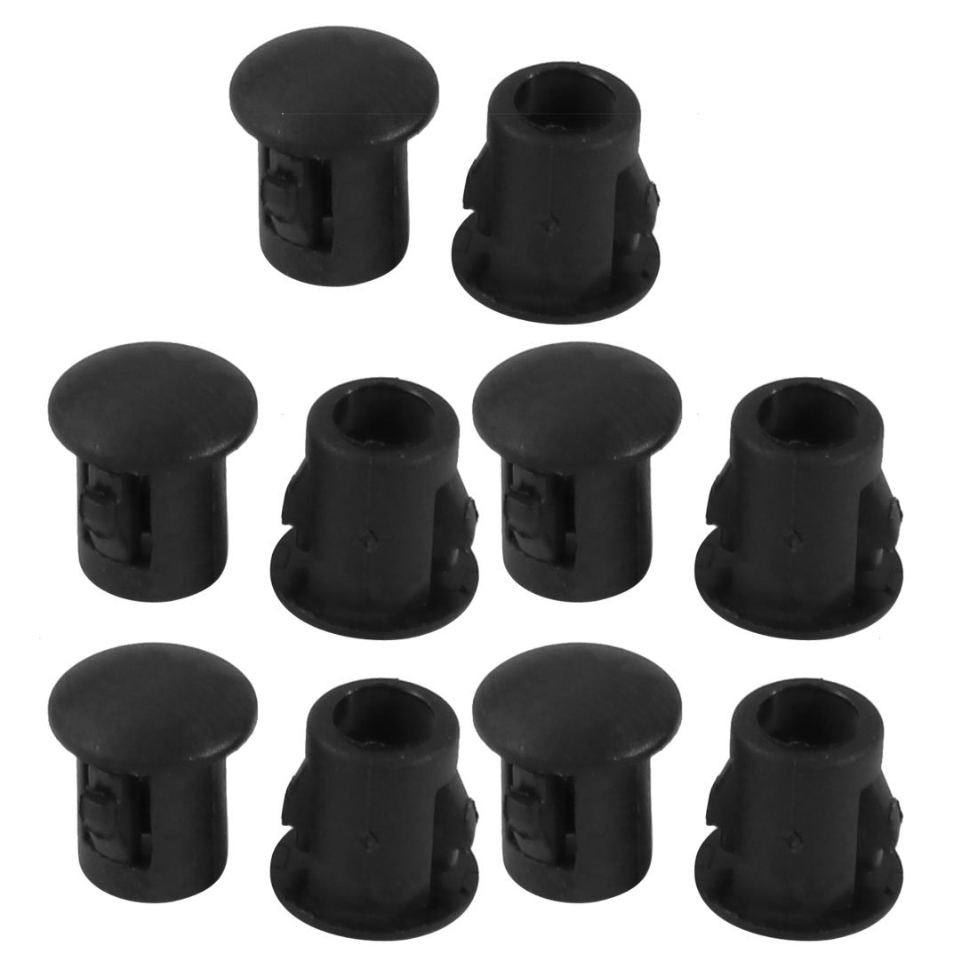 sourcing map 10pcs 5mm Dia Black Plastic Tubing Plug Door and Window Locking Hole Plugs