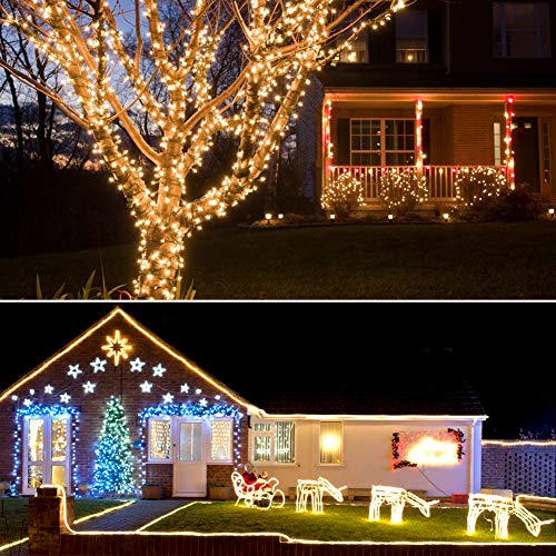 [IP65 Waterproof] Christmas String Lights Outdoor, 50 LED Fairy Lights Battery Operated 16.4Ft Green Cable with 8 Modes, Timer and Memory for Xmas Tree, Halloween, Party, Wedding, Garden - 2 Pack