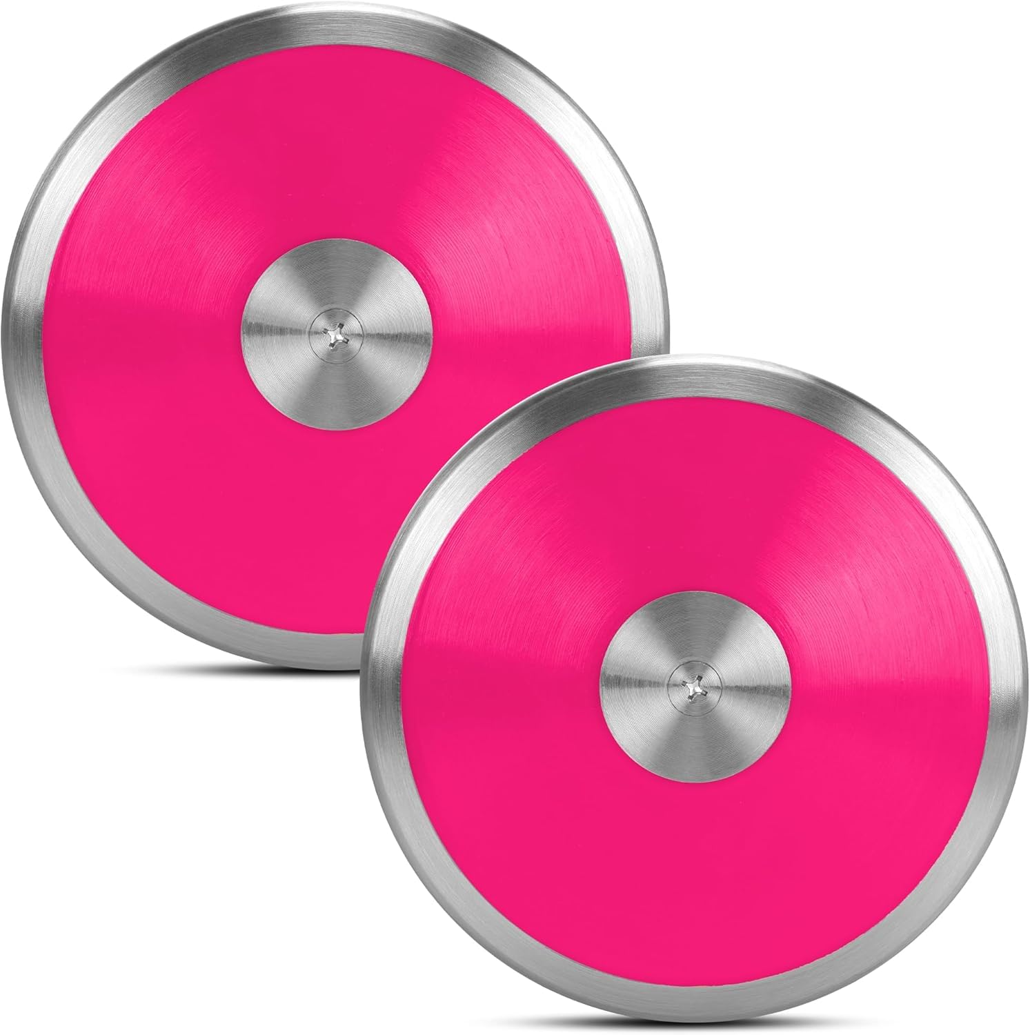 Photo 1 of 1.6 kg Sports Training Discus 2 Pcs for Girls Boys School Track and Field, 1.6 kg Nylon Discus with Steel Rim and Center, Men Women Discuses Outdoor Practice Throwing (Pink)