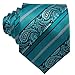 Barry.Wang Silk Neckties Teal Green Ties for Men Set with Hanky Cufflinks Woven