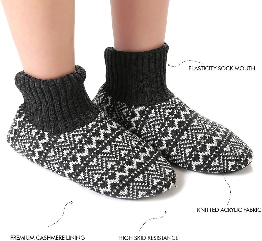 Panda Bros Fluffy Slipper Socks with Non Slip Women House Lined Socks Boat Super Cozy Hospital Slippers: Clothing