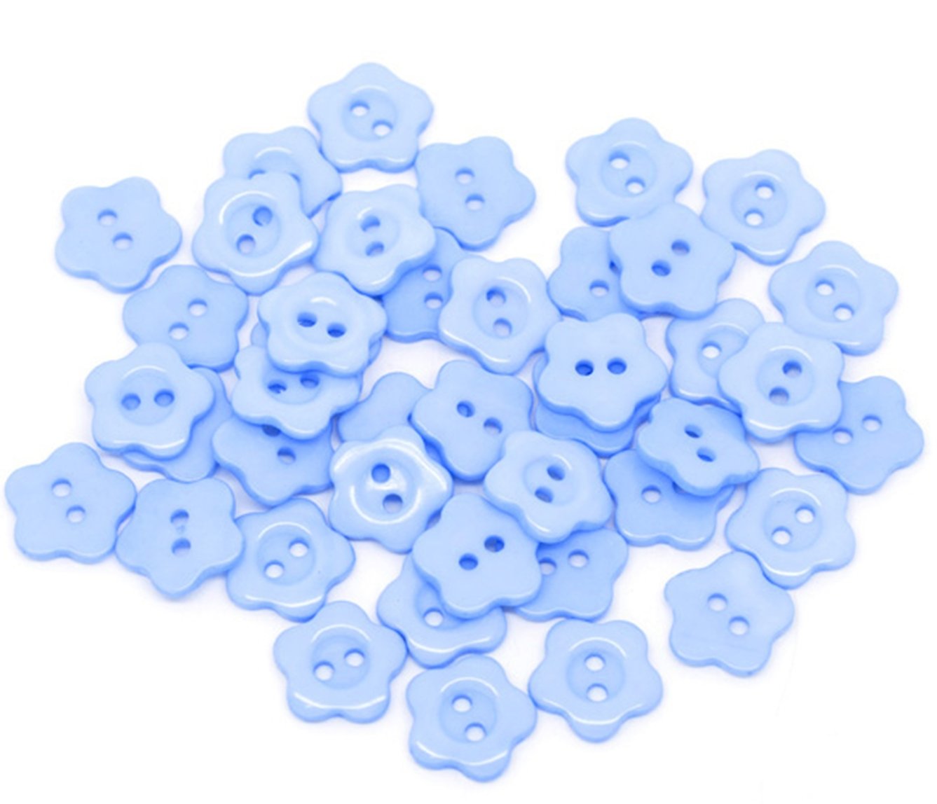 200 x Flower Shape 14mm Resin Sewing Buttons for Craft Making, Scrapbooking Art, Card Making, Clothes (Blue)