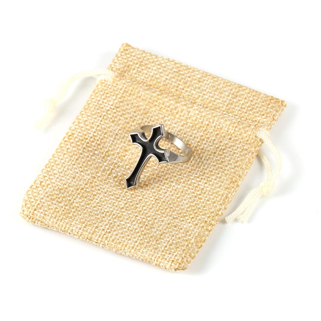 HZMAN Retro Simple Unisex Christian Stainless Steel Religious Cross Ring.
