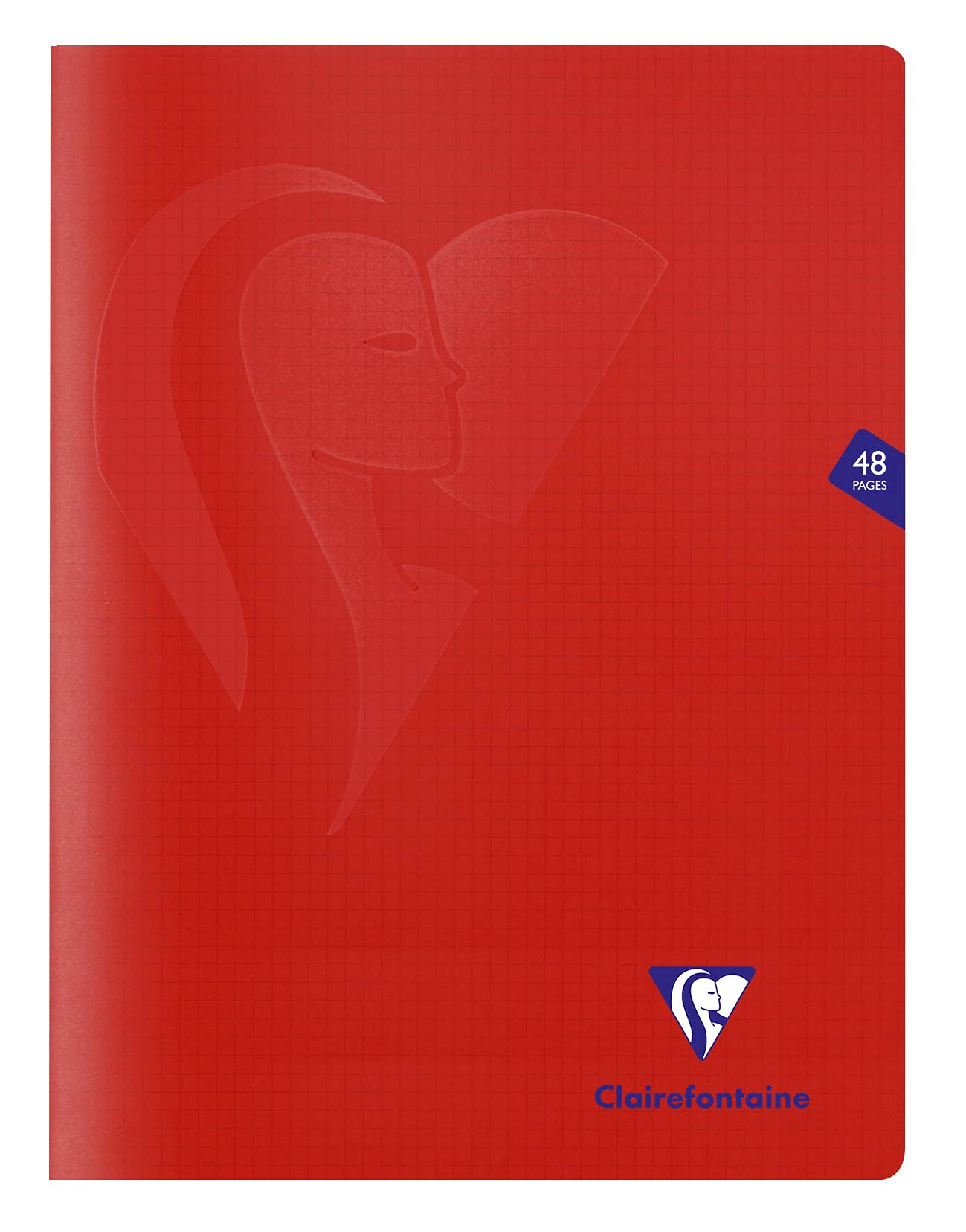 Clairefontaine 333312C - One Set of 10 Red Mimesys Stapled Notebooks - Dimensions: 24x32 cm - 48 Small Squares Pages - White Paper 90 g - Polypro Cover
