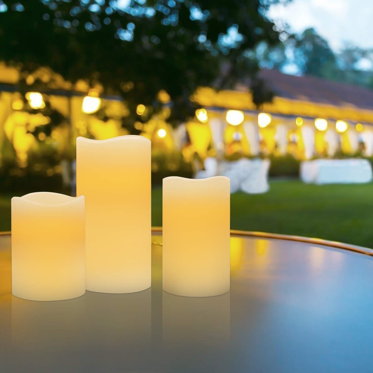 Nancia Flameless Candles Battery Operated Candles 4" 5" 6" Set of 3 Ivory Real Wax Pillar LED Candles with 10-Key Remote and Cycling 24 Hours Timer: Home & Kitchen